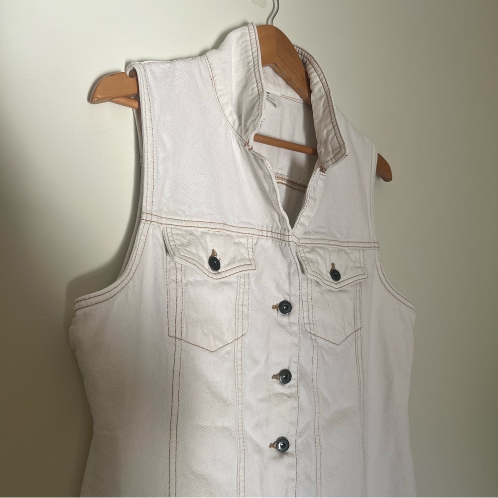 Cotton On White Denim Button Down Sleeveless Dress Size XL - Picture 3 of 9